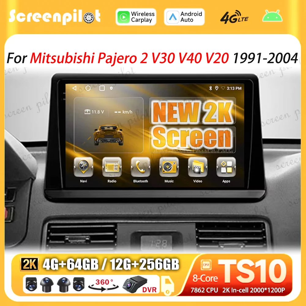 Android 16 For Mitsubishi Pajero 2 V30 V40 V20 1991-2004 Car Radio Multimedia Video Player Bluetooth GPS Navigation Mirror Link