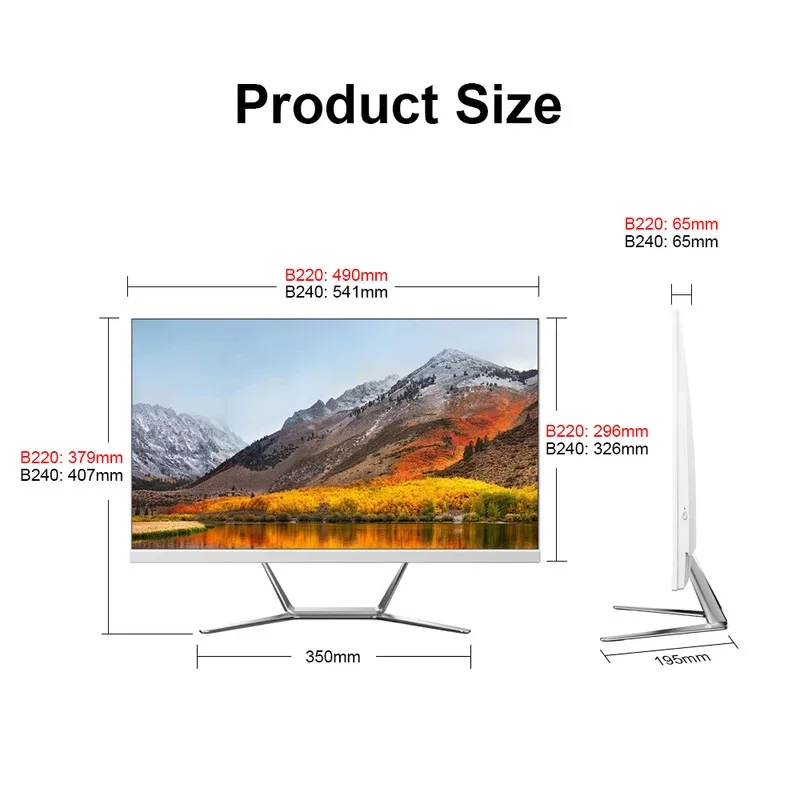 Core I3 I5 I7 Touch screen da 23,8 pollici All in One Pc I3 4130 4a generazione RAM 8 GB Computer desktop per PC all-in-one