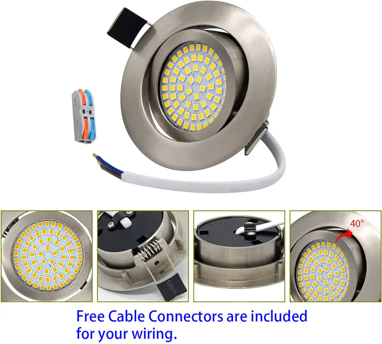 2-Piece 2.5 inches 5W LED Recessed Ceiling Light 70mm Hole 85-265V Adjustable Down Light Bulb for Living Room Bed Room Gallery