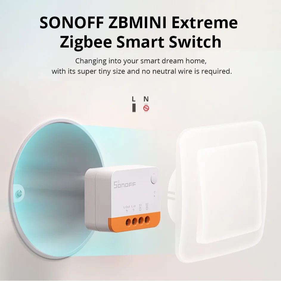 SONOFF Extreme Zigbee Smart ZBMINIL2 Light Switch (2 Way) No Neutral Wire Required Switch Work With Alexa GoogleAlice Smartthing