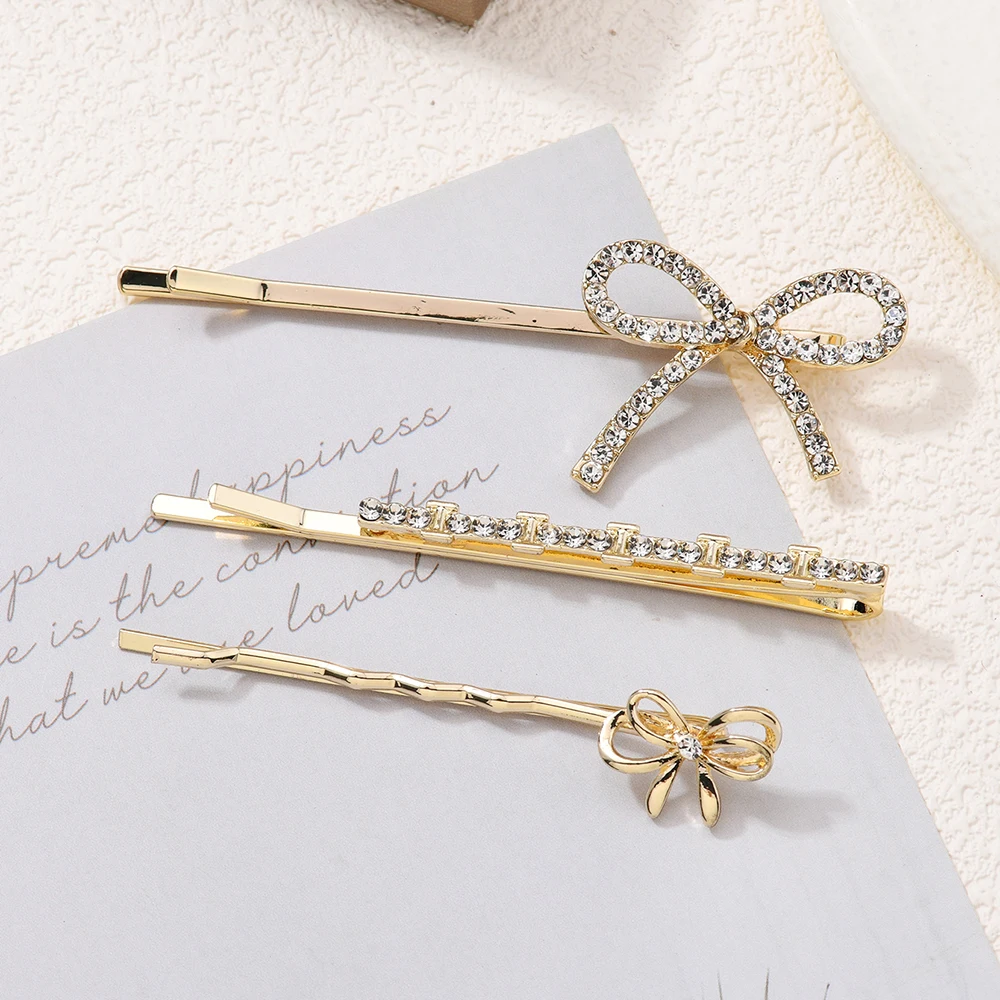 

Elegant hair clip, rhinestone hair accessory set, cute bow, straight clip, side hair clip, hair accessory for women