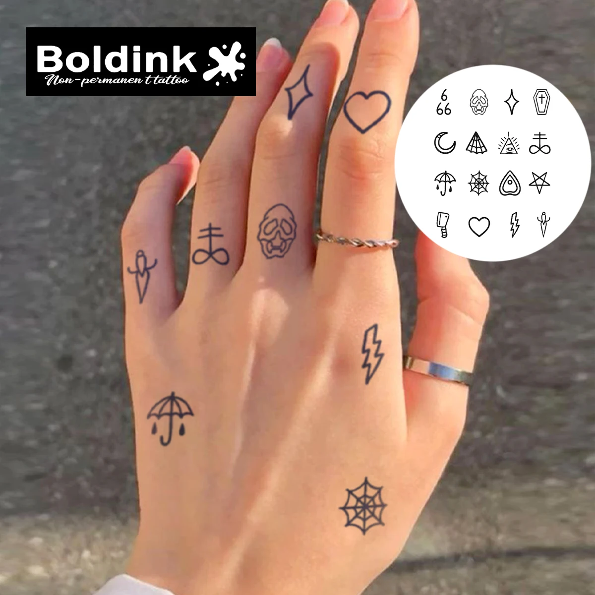Boldink Eclectic Symbols Temporary Tattoo,Lasts To 15 Days New Technology Magic Waterproof Semi Permanent Sticker.