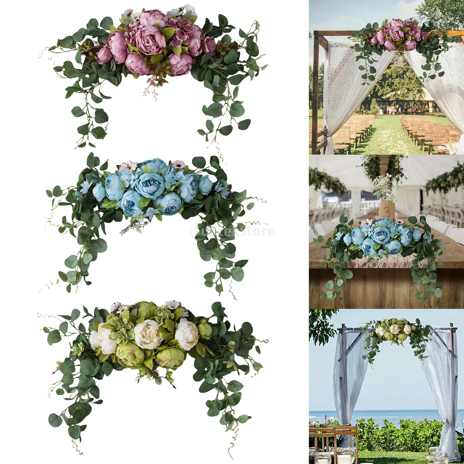 Artificial Arch Flowers Silk Rose Wreath Ring Wall Door Lintel Flower Trim Mirror Flower Garland Hanging Wedding Background Prop