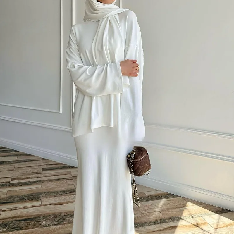 

Spot 2025 Spring New Cross-border Hijab Women's Long-sleeved Skirt Long Skirt Fashion Suit