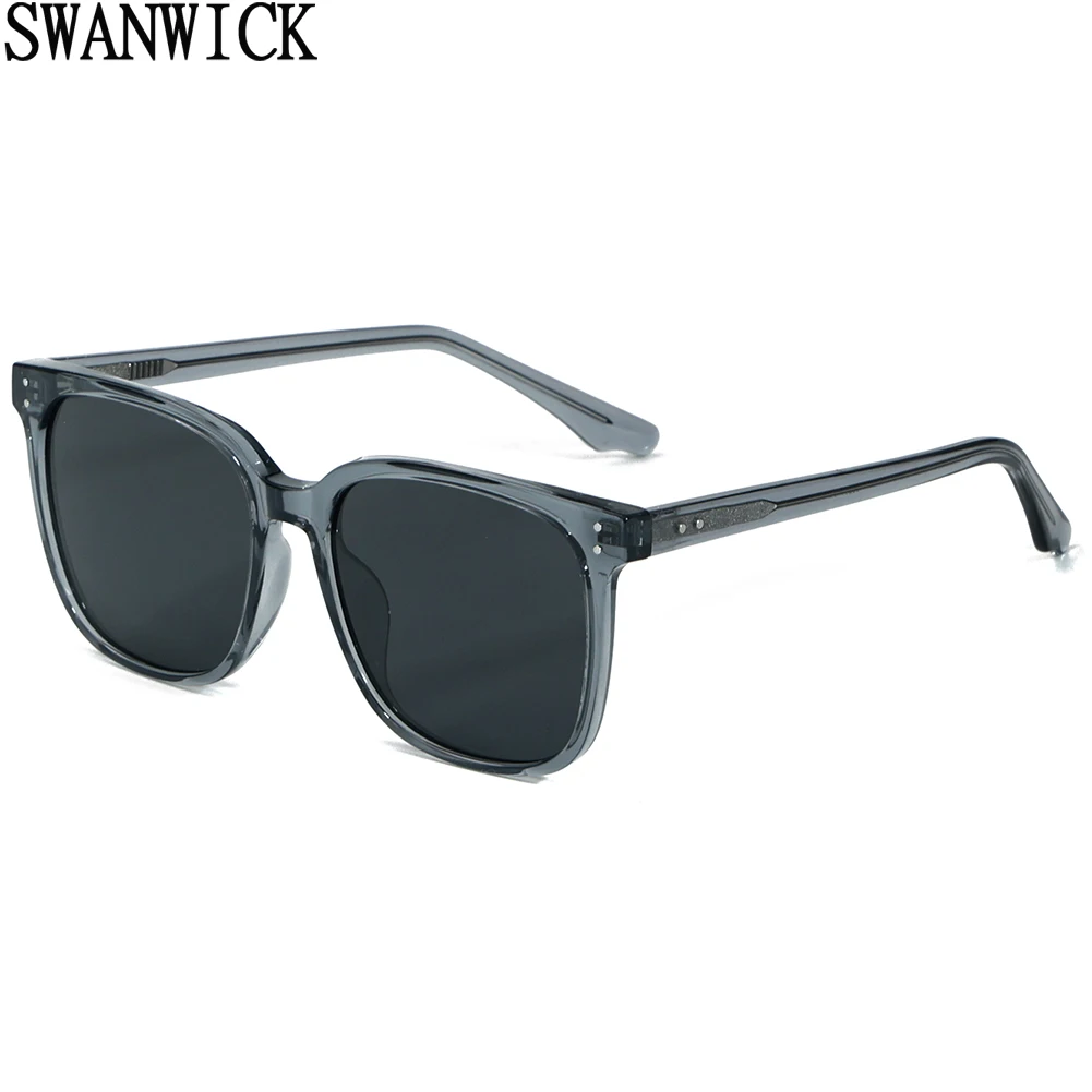 

Swanwick women big frame sunglasses men fashion TR90 square sun glasses polarized UV400 acetate black brown 2024 summer style