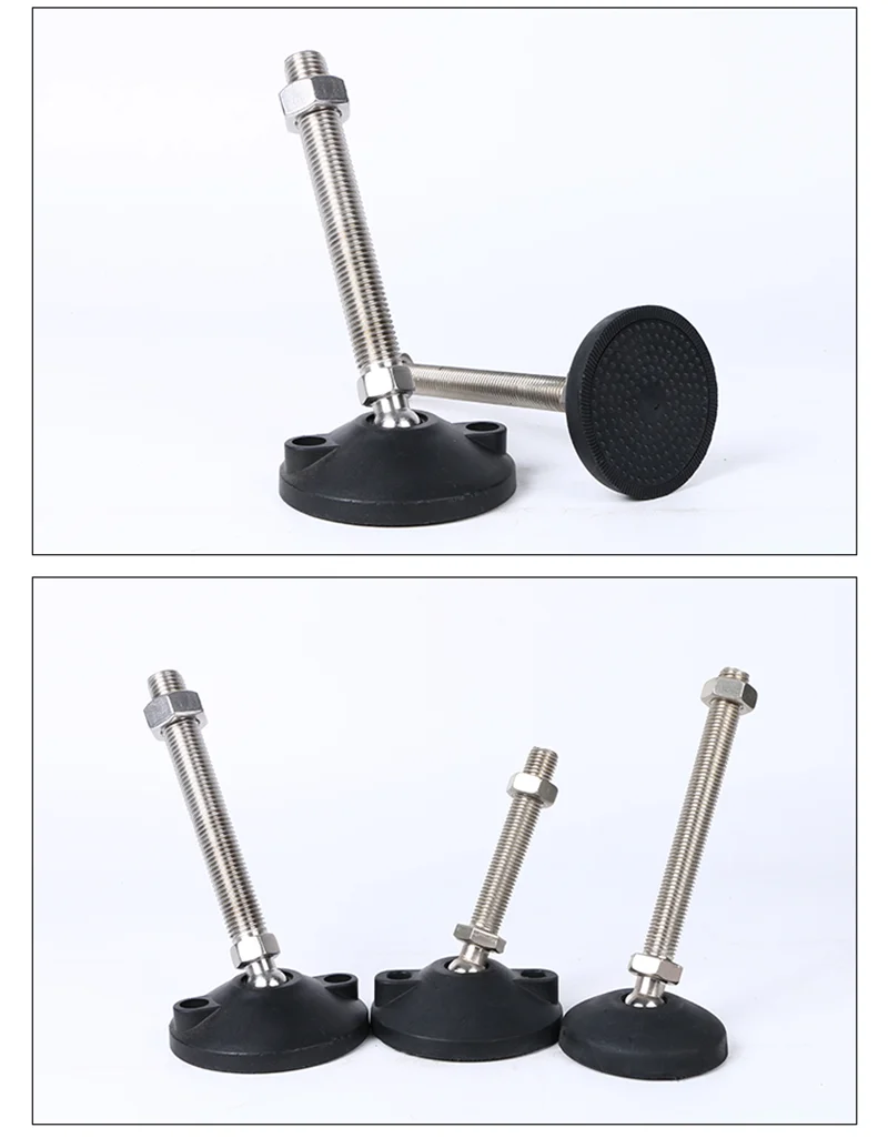 1Pcs M8 M10 M12 M16 M20 M24 304 Stainless Steel Nylon Universal Foot Cup Adjustable Support Feet D40-D100 Rotatable Foot Pad