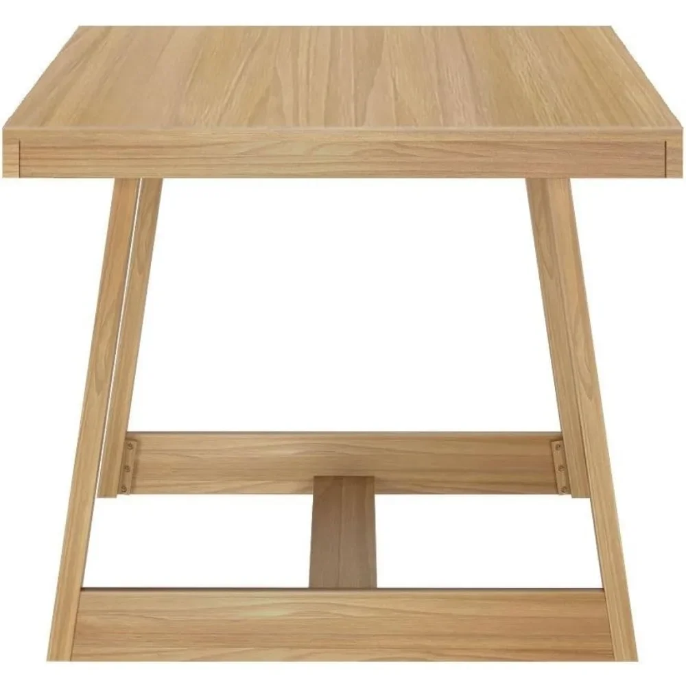 Mesa de comedor de granja de 72 pulgadas, mesa de cocina rústica de madera maciza, mesa de cena rectangular de madera grande para comedor