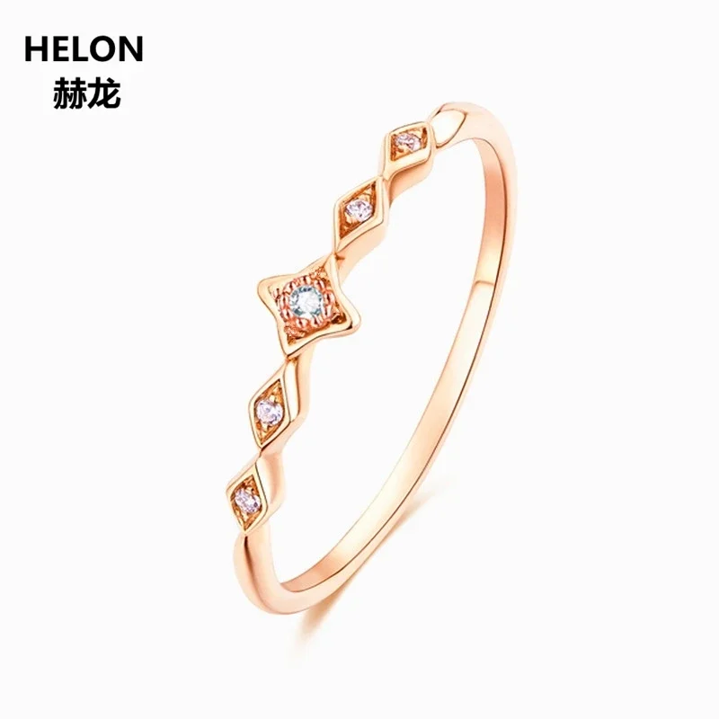 

Solid 14k Rose Gold Natural Diamonds Engagement Wedding Ring Anniversary Party Fine Jewelry Trendy