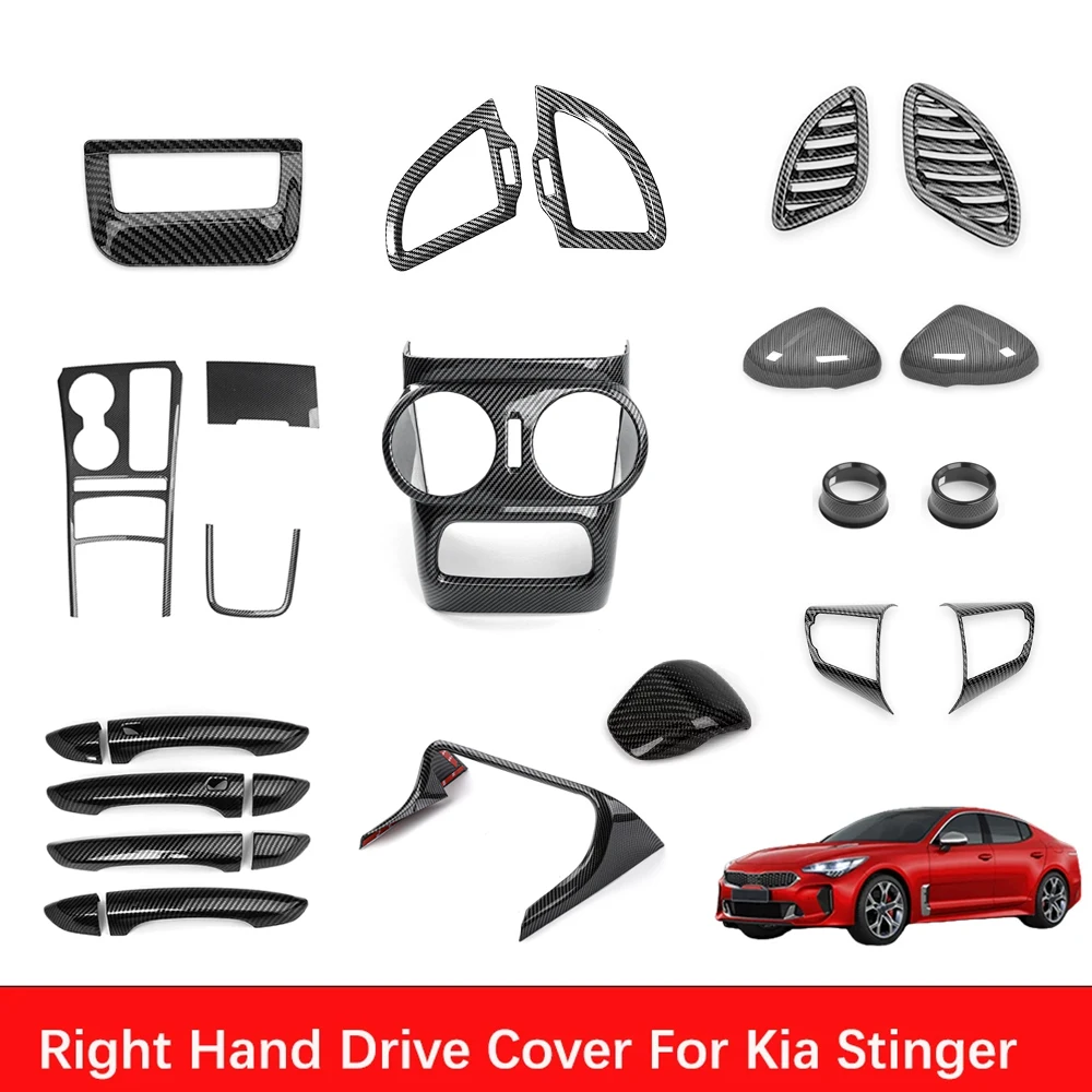 

RHD For Kia Stinger Carbon Fiber Console Panel Cover Headlight Adjustment Upper Air Outlet Sticker Air Conditioning Panel Cover