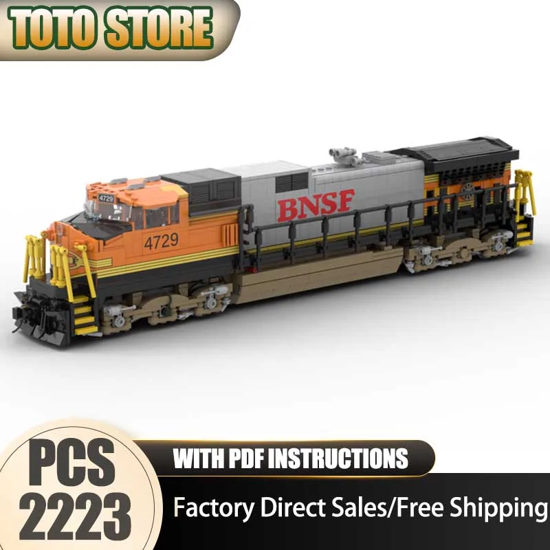 

Модульные строительные блоки для сборки железнодорожных поездов MOC: Технологичная модель поезда BNSF Bonnet, конструктор DIY для самостоятельной сборки, праздничная игрушка