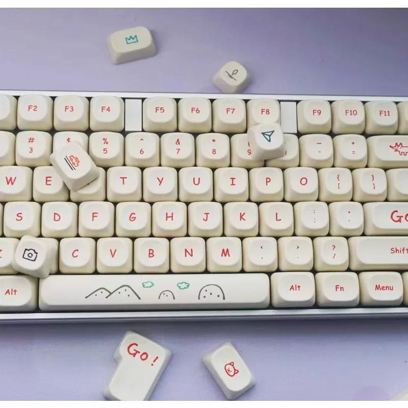 MOA Cute Round Keycaps PBT Dye Sublimation Graffiti Keycaps Compatible 61.64.68.84.87.96.98.104.108 Mechanical Keyboard Keycaps