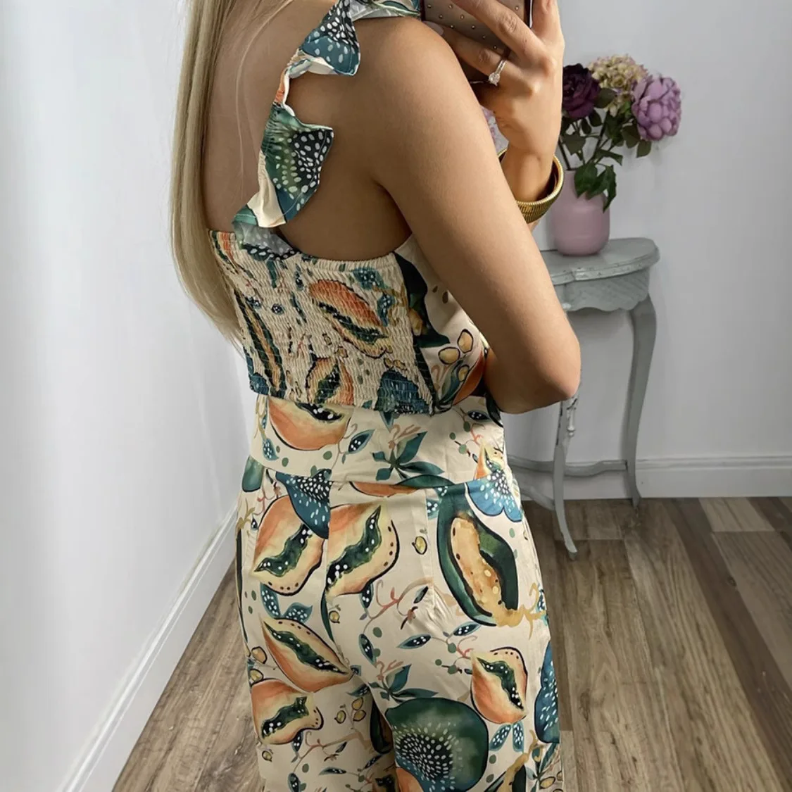 

New Women's Printed Fashionable Casual Camisole Top And Pants Two-Piece Set