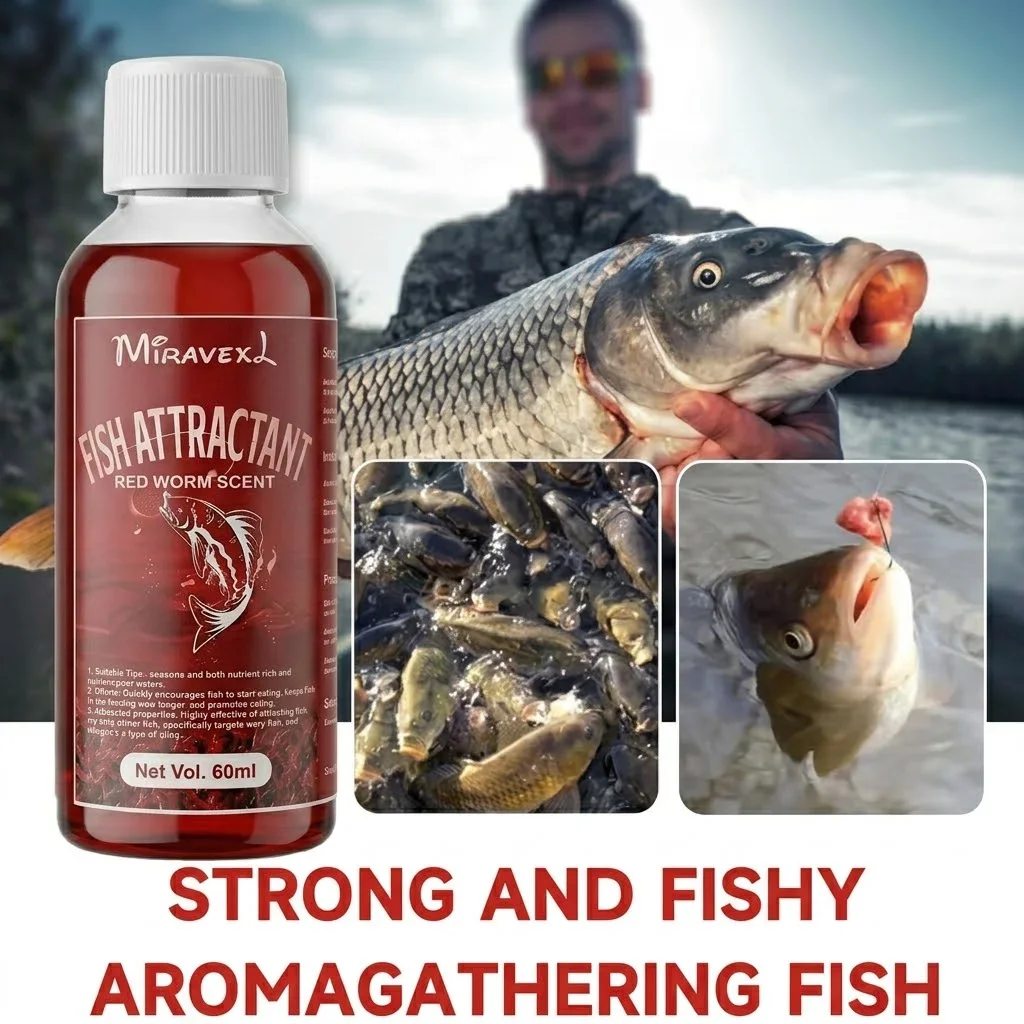 60 ml roter Wurm-Flüssigköder, Fischlockmittel, Köderzusatz, natürlicher Duftköder für Karpfen, Forelle, Hecht, Süßwasser-Angelköderverstärker – Detail 4