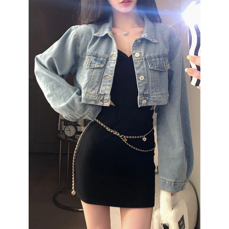 Spring Summer Women Cowboy Coats Jackets New Design Sense Niche Loose Versatile Blue Short Style Spicy Girl Women's Clothing