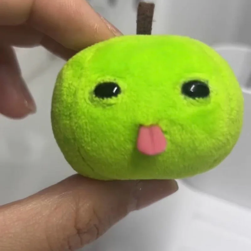 Melancholic Tongue Sticking Out Apple Pendant Keychain Ugly Cute Abstract Plush Toy Key Chains Funny Backpack Pendant Keyring