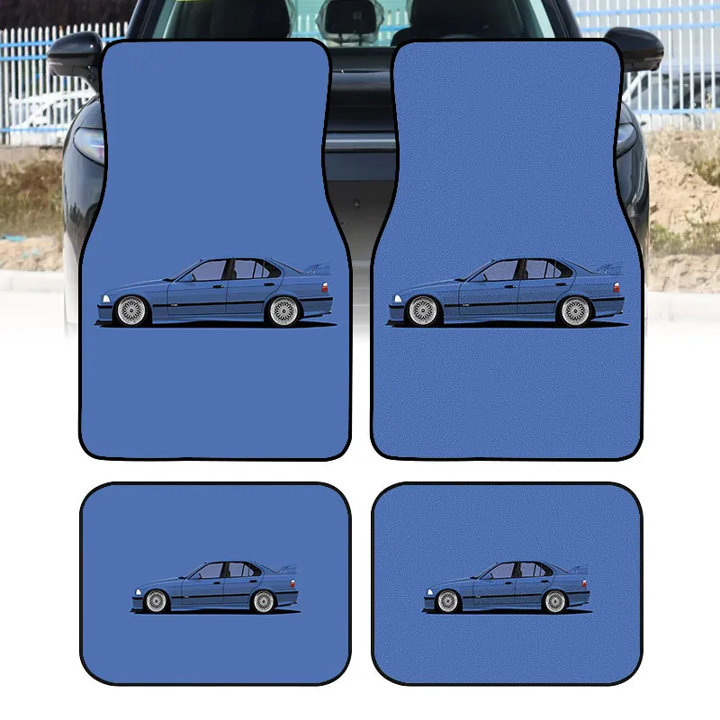 4pcs Printed Car Floor Mats | Durable Polyester Mats Suitable For Sedans, Trucks, SUVs, Ideal Gift Choice