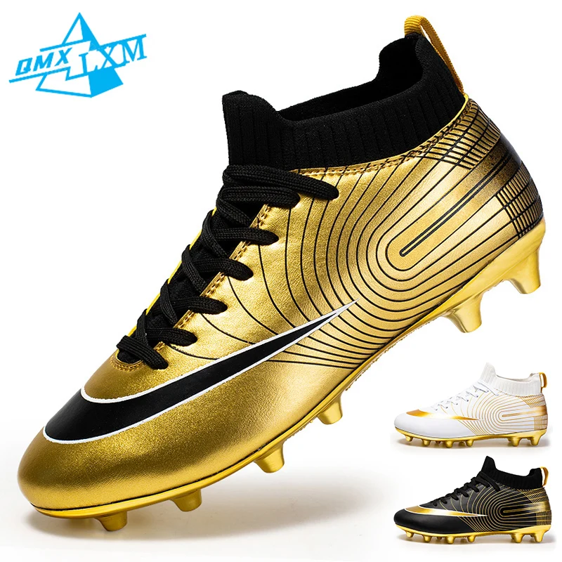 

LiXingMing Men Soccer Shoes FG/TF Original White High Ankle Youth Soccer Cleats Football Boots Professional Outdoor Sneakers