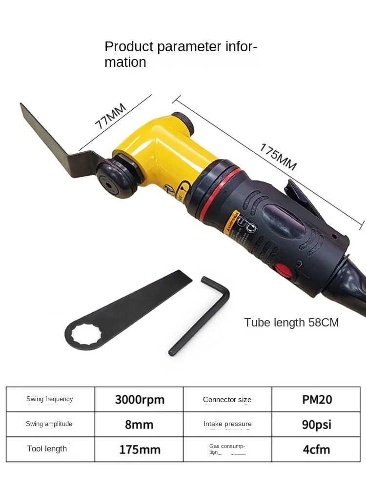 Pneumatic scraper for removing automotive windshield silicone cutting machine tools, scraper blades, high-power tools