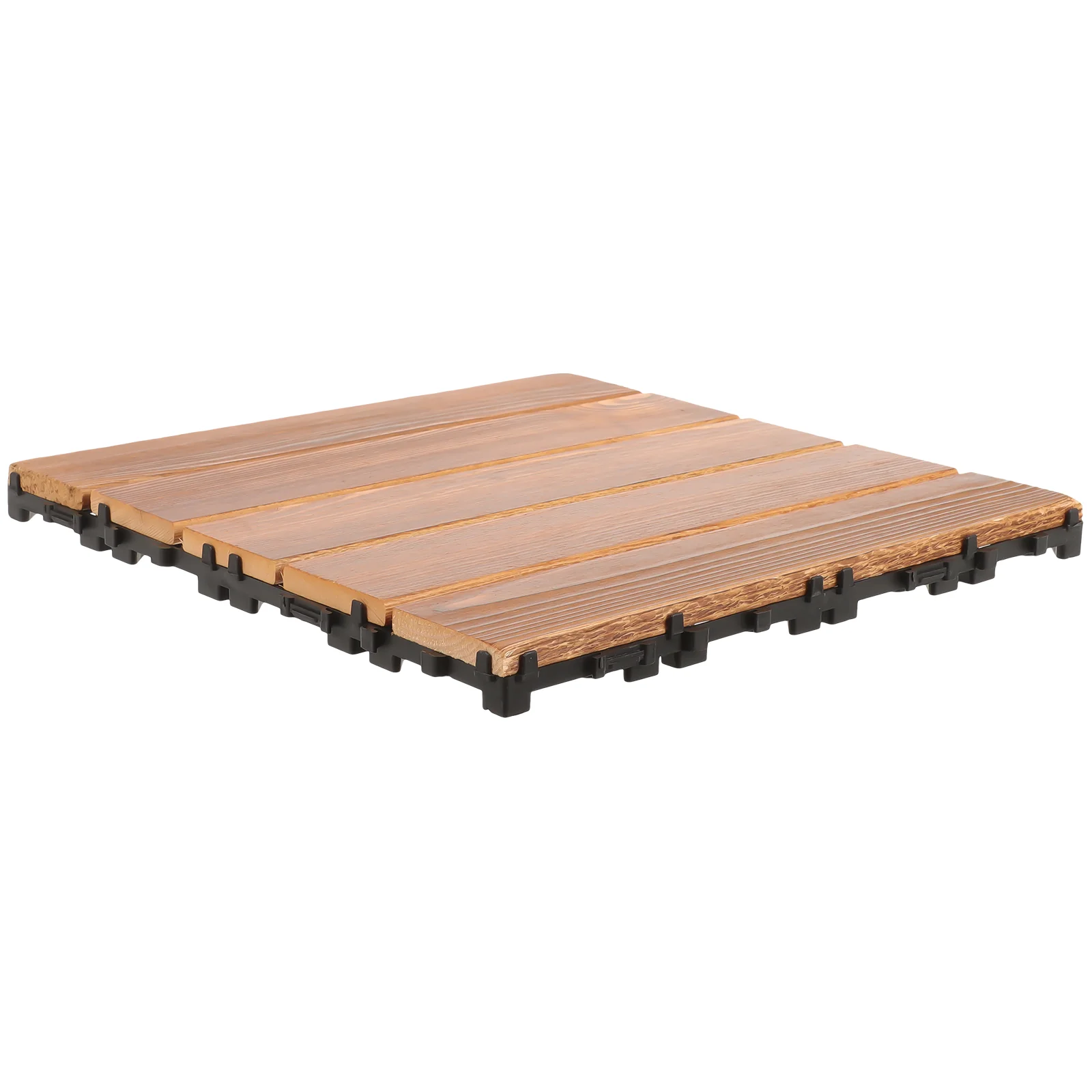 Four-strip Wood Brushing with Wax Oil Floor Tiles for outside Walkway Brown Plastic