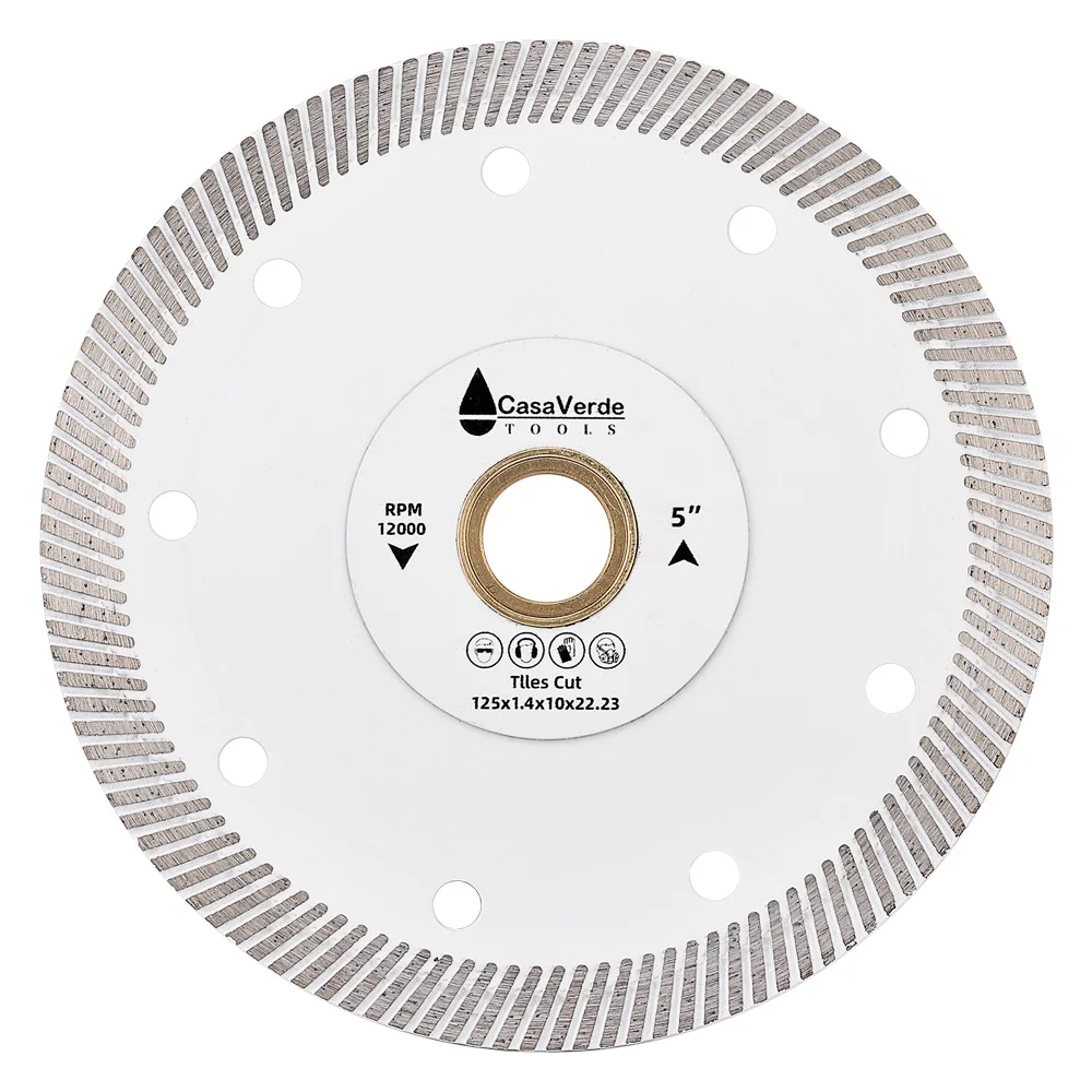 ใบมีดเทอร์โบ Casaverde 105-125 มม., ใบมีดเพชรพอร์ซเลนบางเฉียบแห้ง/เปียกสําหรับการตัดหินอ่อนหินแกรนิตเซรามิกกระเบื้องพอร์ซเลน
