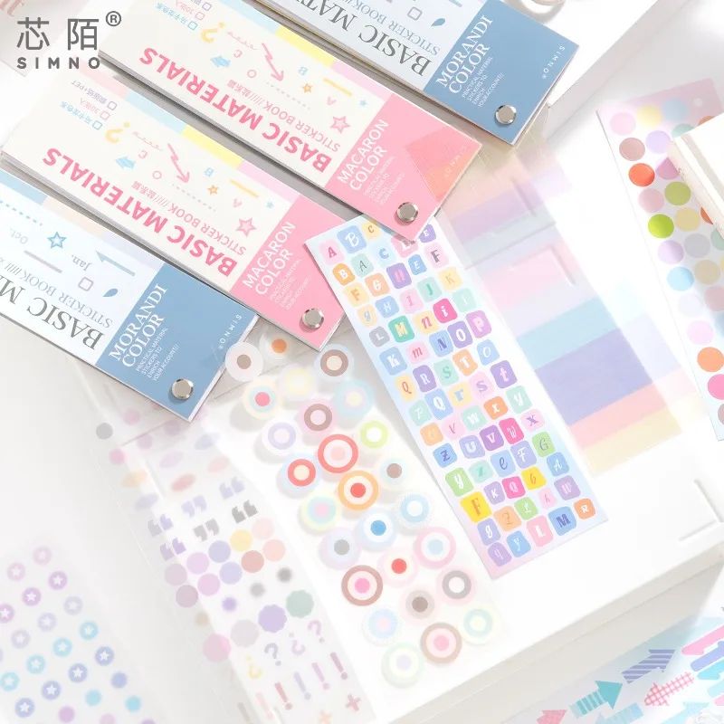 Libro de pegatinas básicas de tarjetas de Color Morandi Color Simple Ins manual básico DIY Goo Card pegatinas adhesivas de Material decorativo