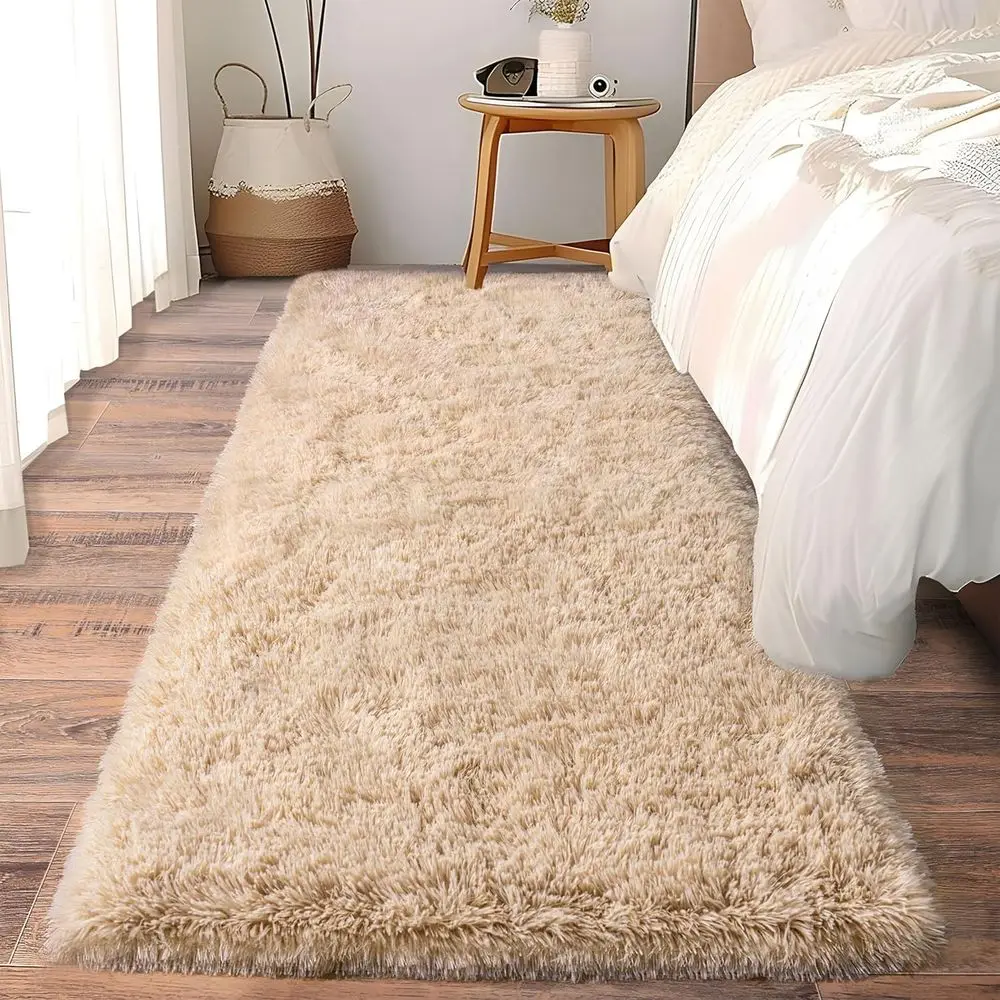 

2x6 Beige Shag Area Rug for Runners, Bedrooms, and Living Rooms - Non-Slip, Soft and Plush