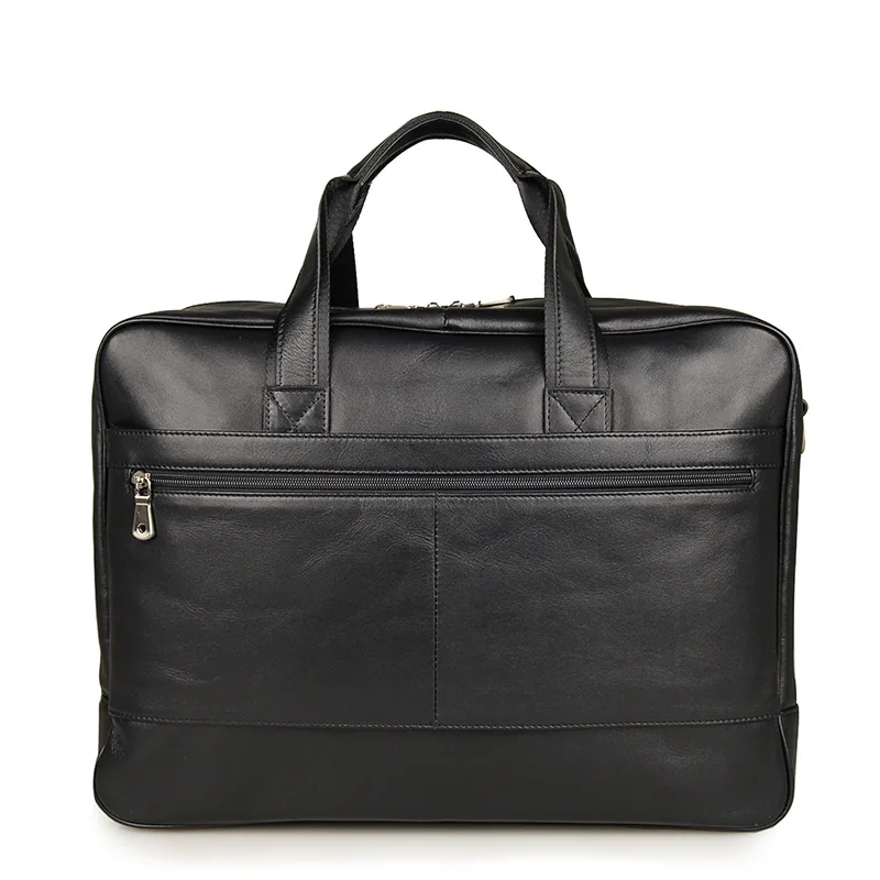 Sac d'affaires en cuir de vache véritable pour homme, grand sac fourre-tout pour ordinateur portable, sac de messager à double couche, étui à bombes en cuir véritable noir, 16 po