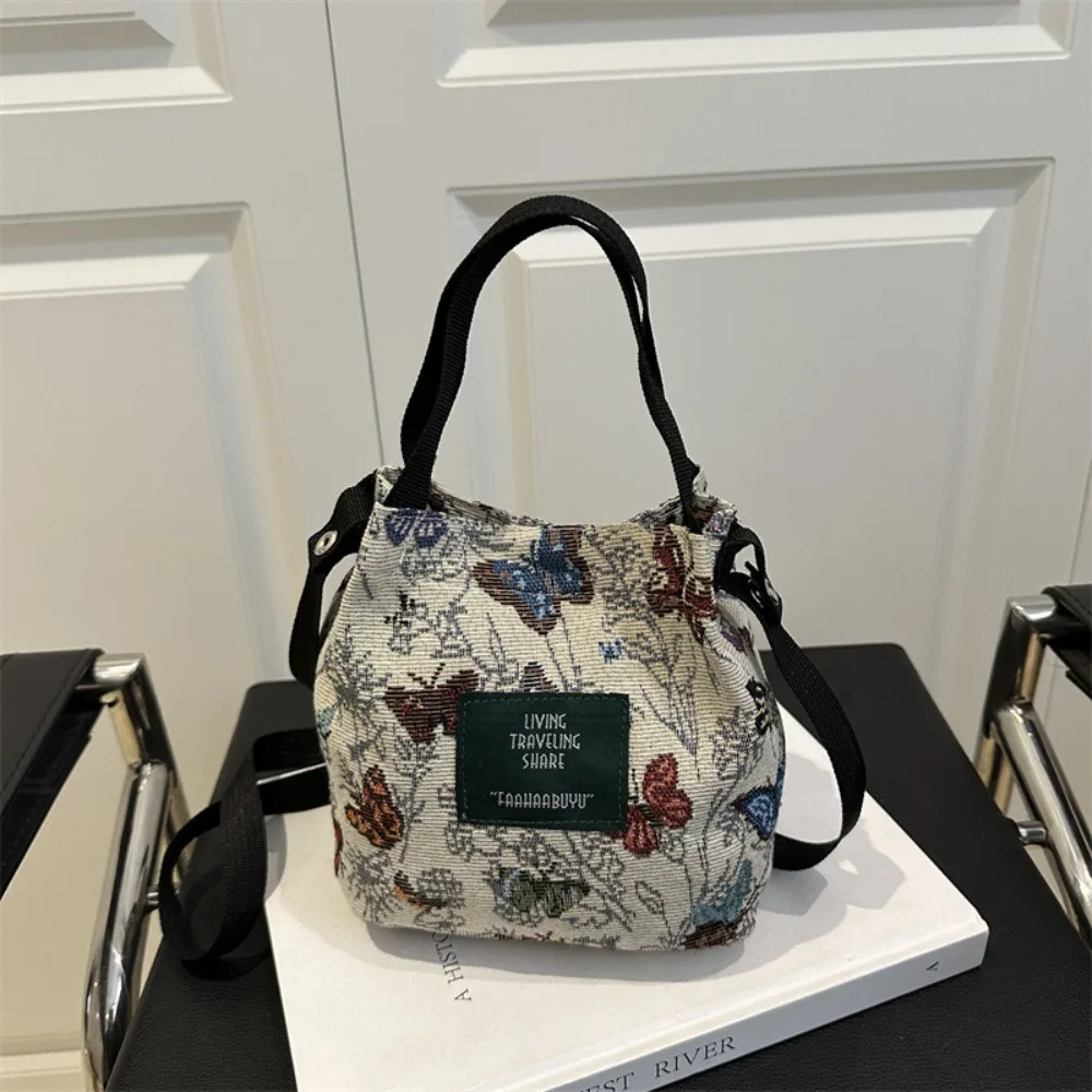 

Нейлоновая сумка через плечо в стиле ретро с цветочным узором, большая вместительная сумка через плечо, портативная удобная сумка-мессенджер