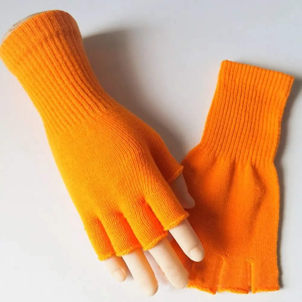 Winter Thicken Knitted Gloves Half Finger Elastic Long Mitten Thermal Windproof Fingerless Gloves Men Women