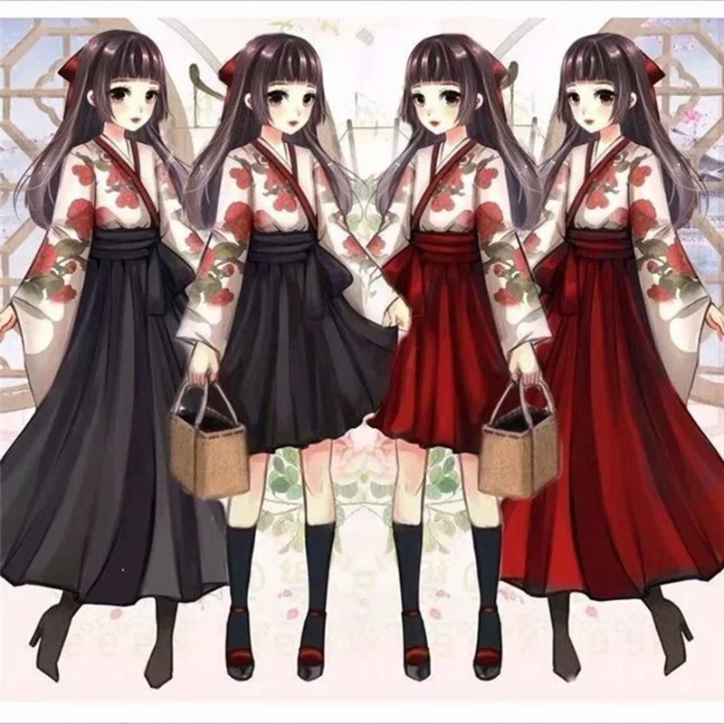 Kimono sakura menina estilo japonês floral impressão vestido vintage mulher oriental camélia amor traje haori yukata roupas asiáticas