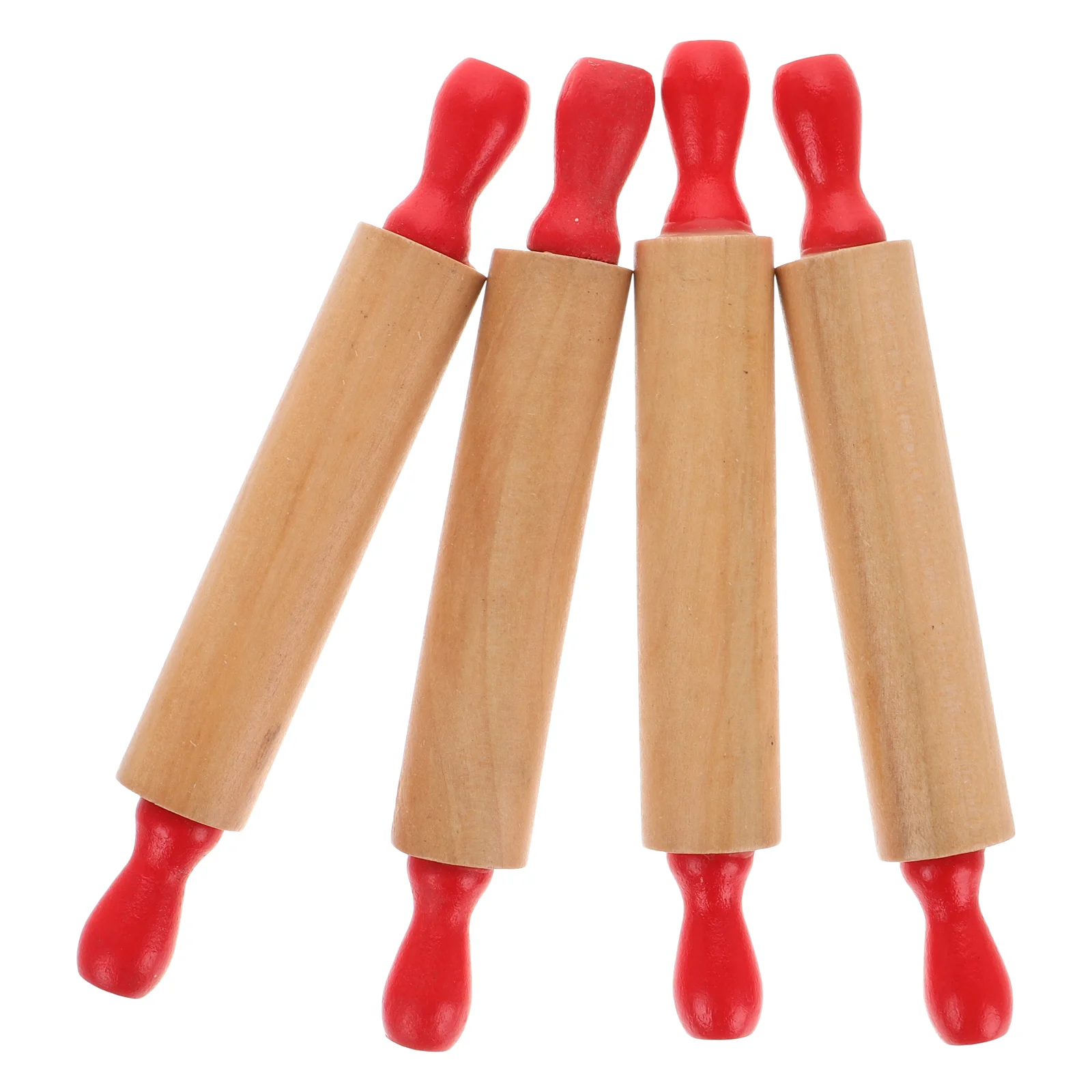 4 Pcs Children's Rolling Pin Baking Dough Rods Mini Pins for Crafts Playdough Kids Pretend Kitchen Toy Tools