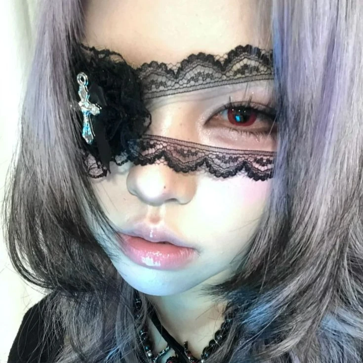 Vintage Halloween Punk Heart Bow Cross Eye Mask for Women Lolita Eye Patch Gothic Cosplay Decoration Lace Eyewear Leg Chain