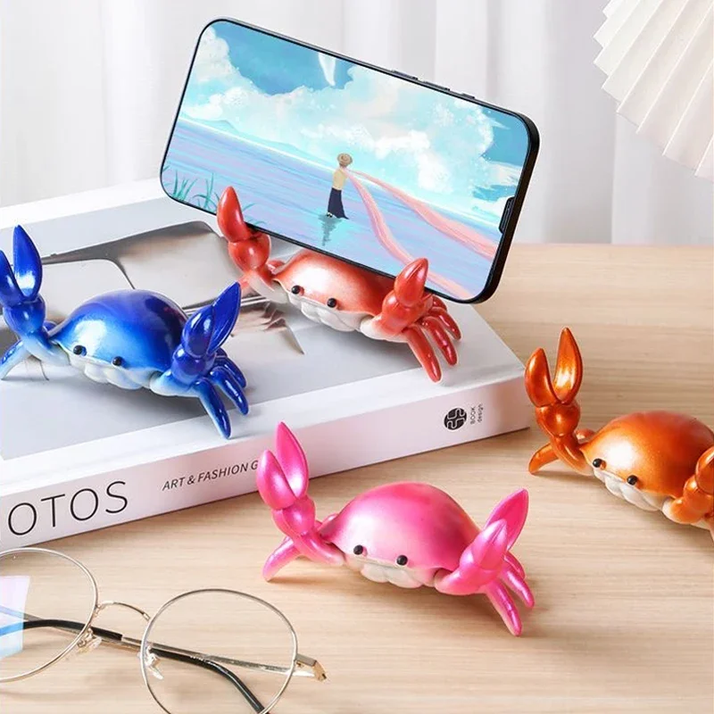 Creative Weightlifting Crab Pen Holder Desktop Phones Glasses Holding Stand Novelty Desk Accessories Ornament Gifts