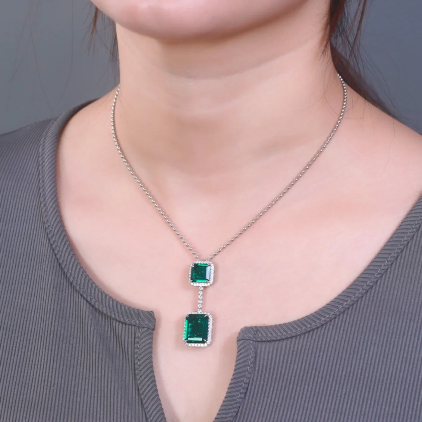 MUSHAN Luxury Jewelry 925 Sterling Silver Chain Pendant Necklace Lab Grown Emerald Ruby Gemstones Necklaces Pendants GRC Jewelry view 2