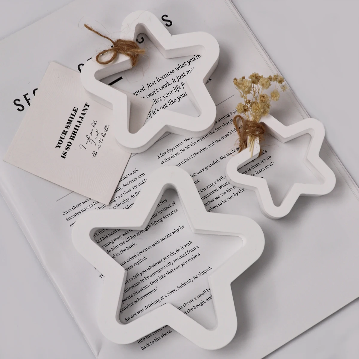 3PCS/Set Hollow Star Silicone Mold DIY Five-Pointed Stars Ornament Making Plaster Resin Casting Molds Home Decor Craft Gifts