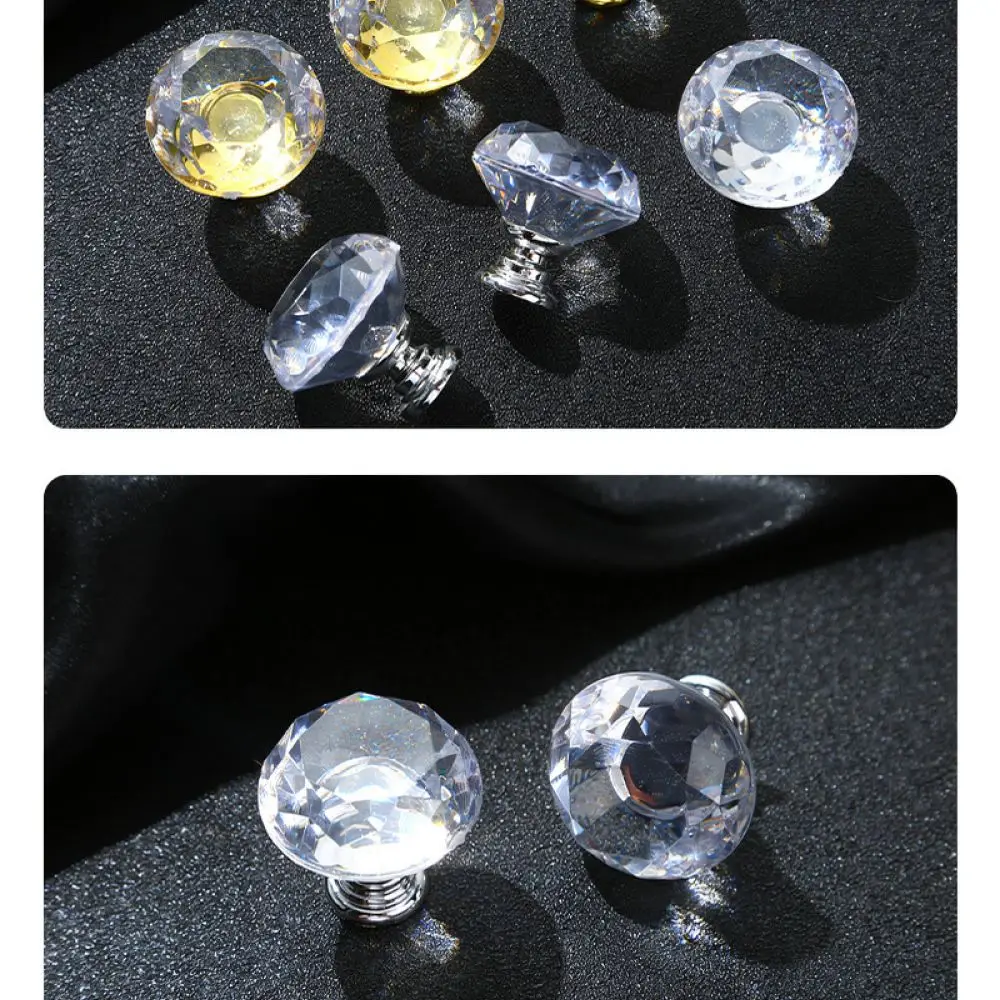 Elegant Crystal Drawer Knob Luxury Acrylic Cabinet Pull Round Decorative Handle For Furniture Dresser Wardrobe Closet Door