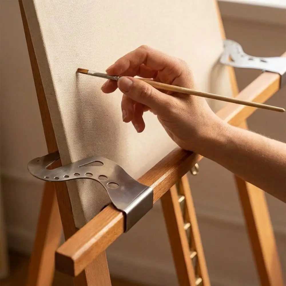 Stainless Steel Easel Hand Rest Support Bar Adjustable Anti-smudge Hand Artist Hand Support Bridge Universal with Wooden Sticks