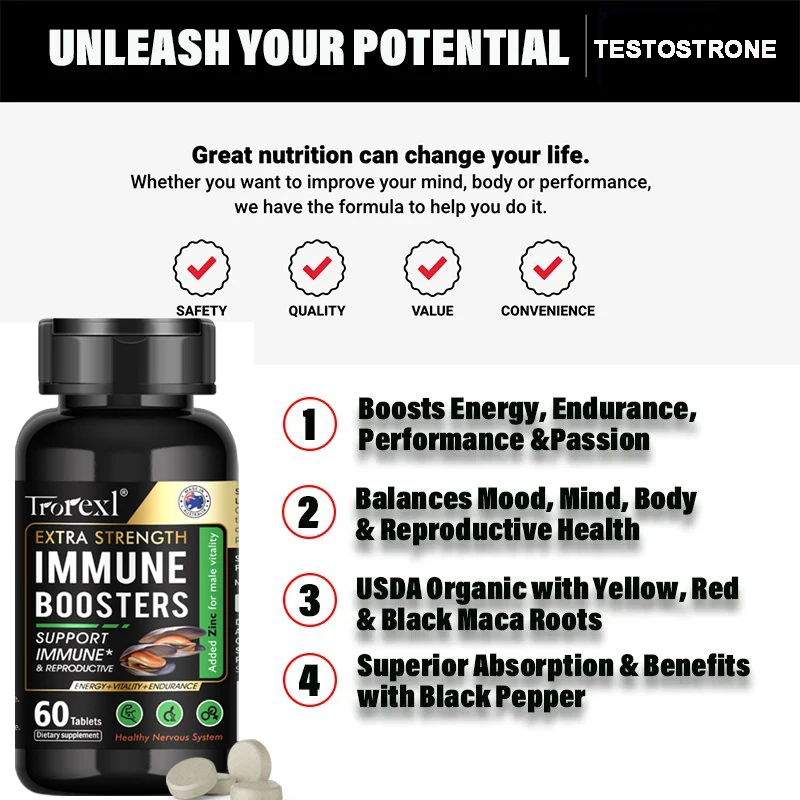 Testosterone Booster for Men, Male Enhancing, Enhance Energy & Endurance, Muscle Growth Supplement, Oyster Maca Ginseng