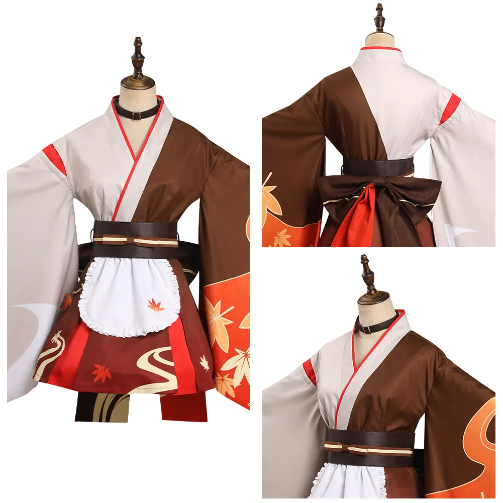 Genshin Impact Kaedehara Kazuha Cosplay Costume Kimono Maid Outfits Halloween Carnival Suit