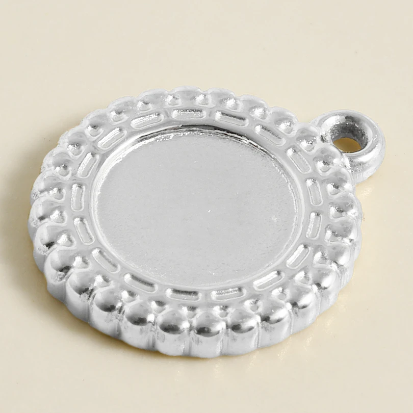 5pcs No Fade Metal Blank Settings Round Square Water Droplet Cabochon Pendant Stainless Steel Charm Pendants For Jewelry Making