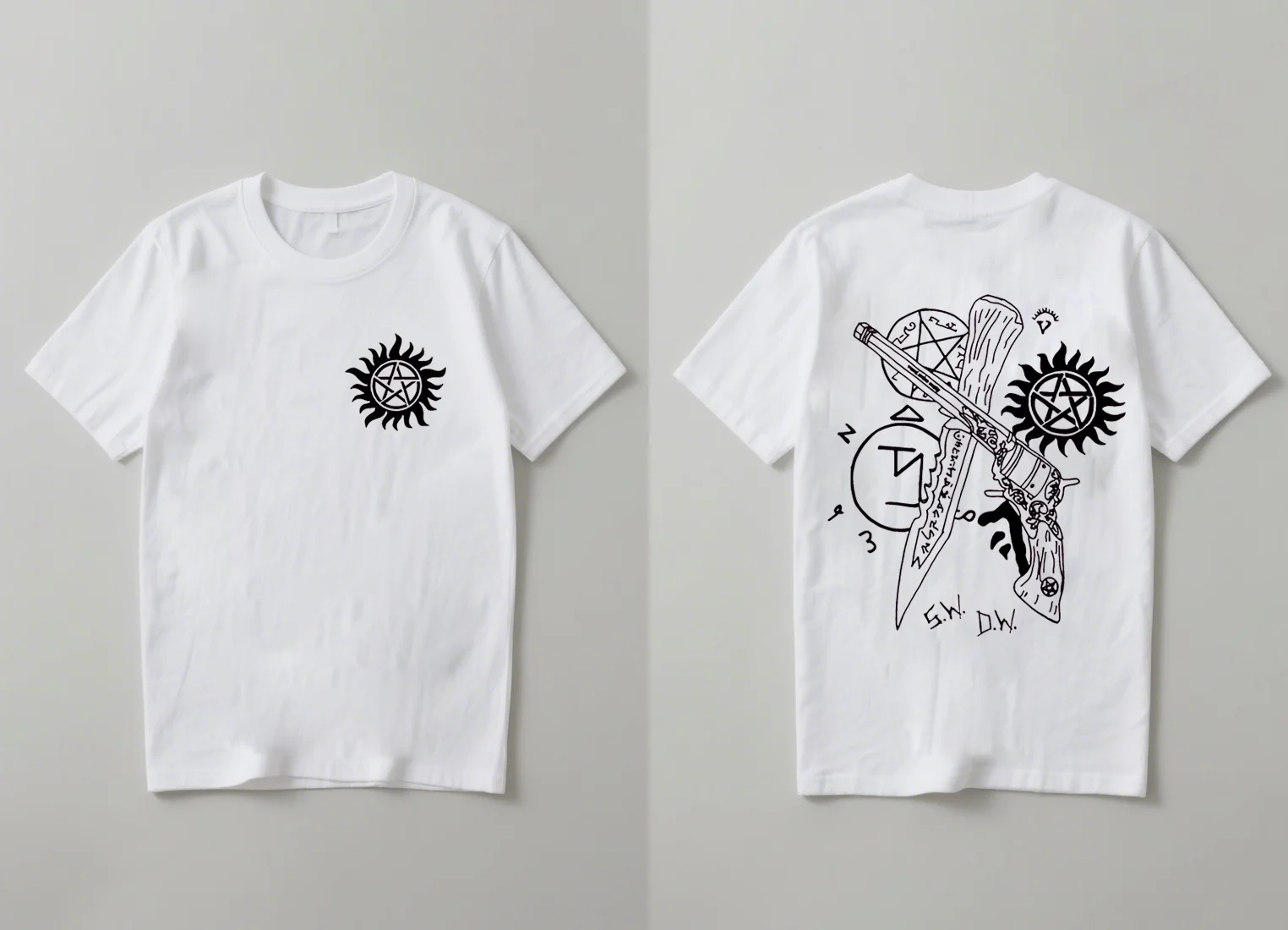 تي شيرت جديد غير رسمي مطبوع بأكمام قصيرة لعام 2025 مع رموز غامضة ورسومات سلاح مناسبة لكل من الرجال والنساء