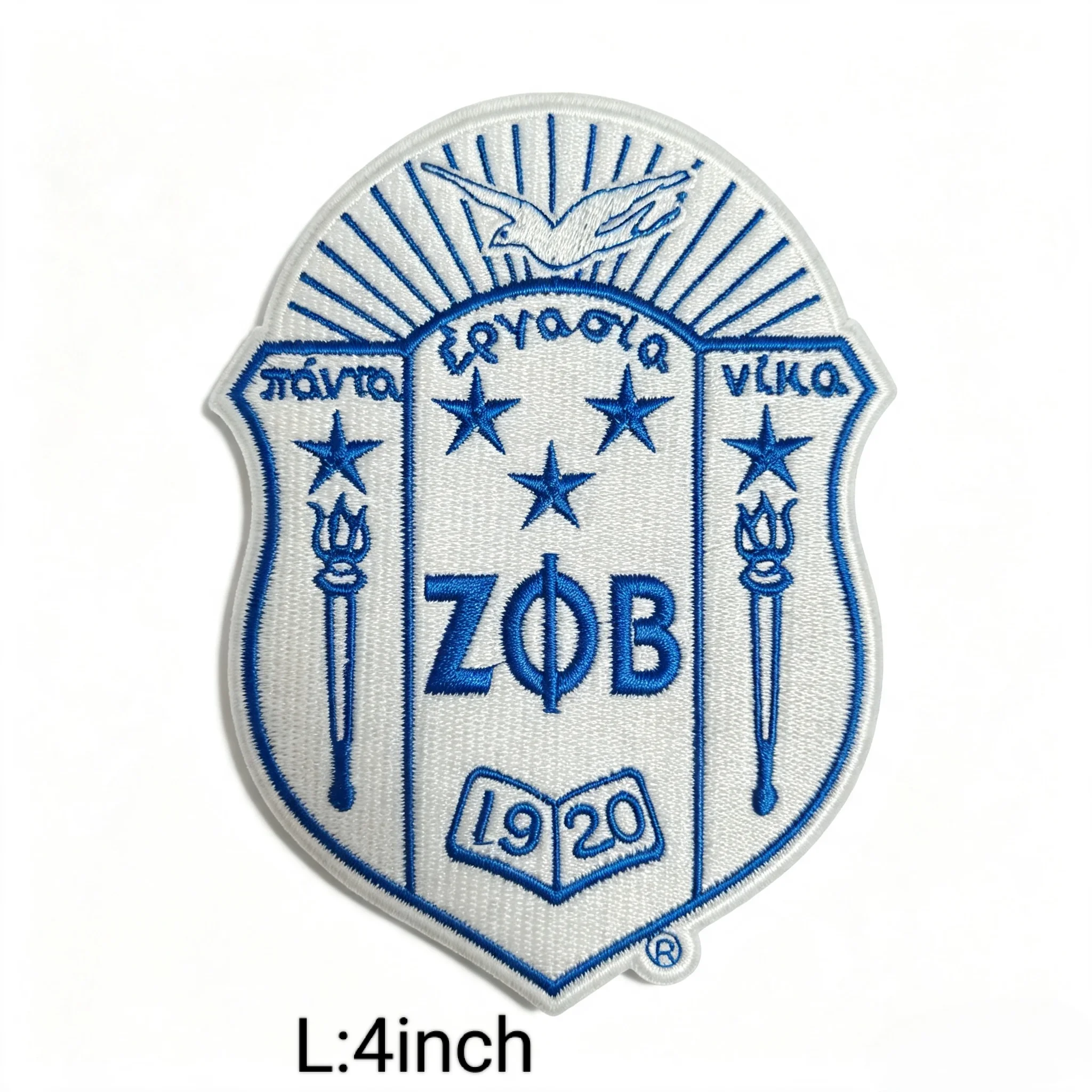 Zeta Phi Beta Shield Crest Embroidered Iron On Patch 1920 Greek Sorority Badge For Jacket Hoodie Clothes DIY Accessory