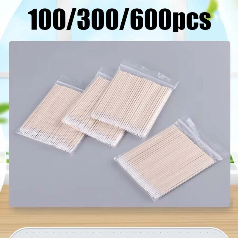 

100/200/300/500 шт. ватных палочек с деревянной ручкой, с маленьким заостренным кончиком, для татуажа бровей, макияжа, маникюра, деревянные палочки