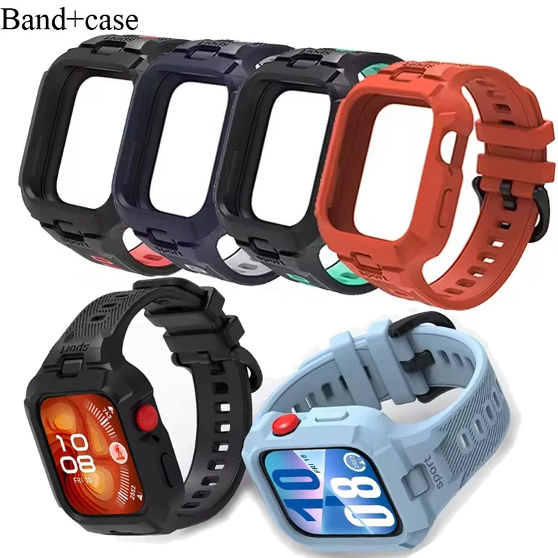 Sportarmband für Huawei Watch Fit 5/Fit 5Pro/Fit 4/Fit 4Pro, Displayschutzfolie, Stoßfänger-Rahmen, Armband für Huawei Watch Fit 4