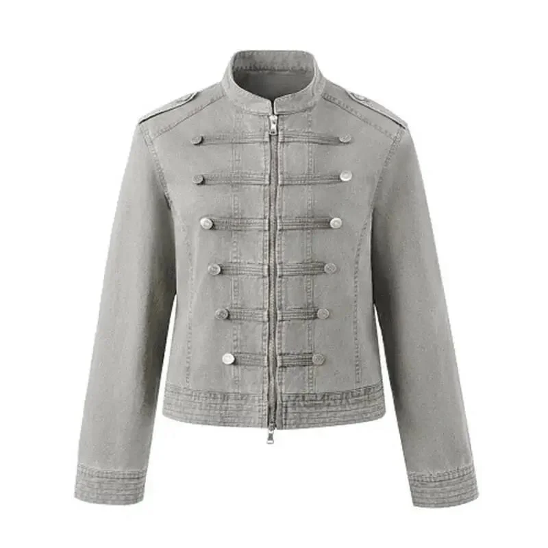 Stand Collar Zipper Men's Jacket Washed Fabric Niche Vintage Spring Autumn Casual Outer Coat All-match Clothing DD5F