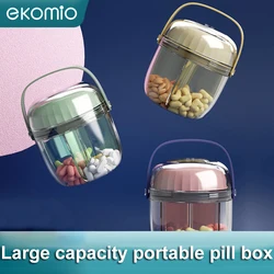 Portable Pill Box 4 Grids Weekly Pill Organizer Medicine Cute Storage Box with Handle Sealed Moisture-proof Pill Packaging Box