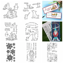 마우스와 펜 촛불 금속 절단 다이 말장난 단어 눈송이 GnomeClear 실리콘 스탬프 DIY Scrapbooking 종이 카드 만들기