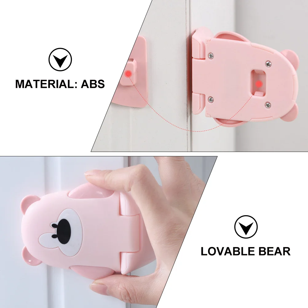 

3Pcs Child Safety Locks Anti-Pinch Protection Cute Bear Shape Strong Adhesive for Drawers Wardrobes Microwaves Refrigerators