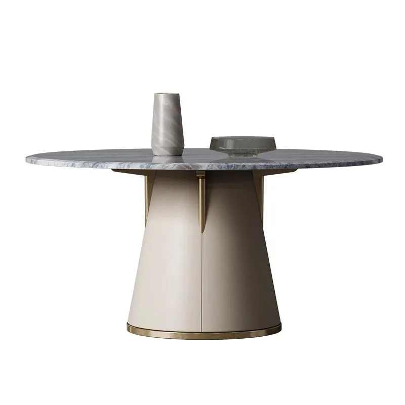 

Italian style, light luxury, marble, round dining table, household, large apartment, high-end, natural