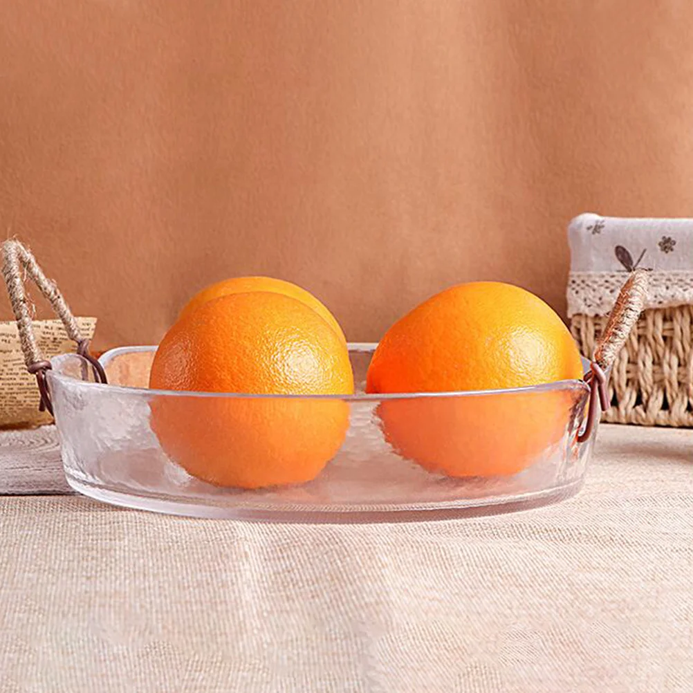 

Spacious Double Ear Glass Salad Plate with Modern Design Large Fruit Dessert Storage Dish Kitchen Tableware Serving Container